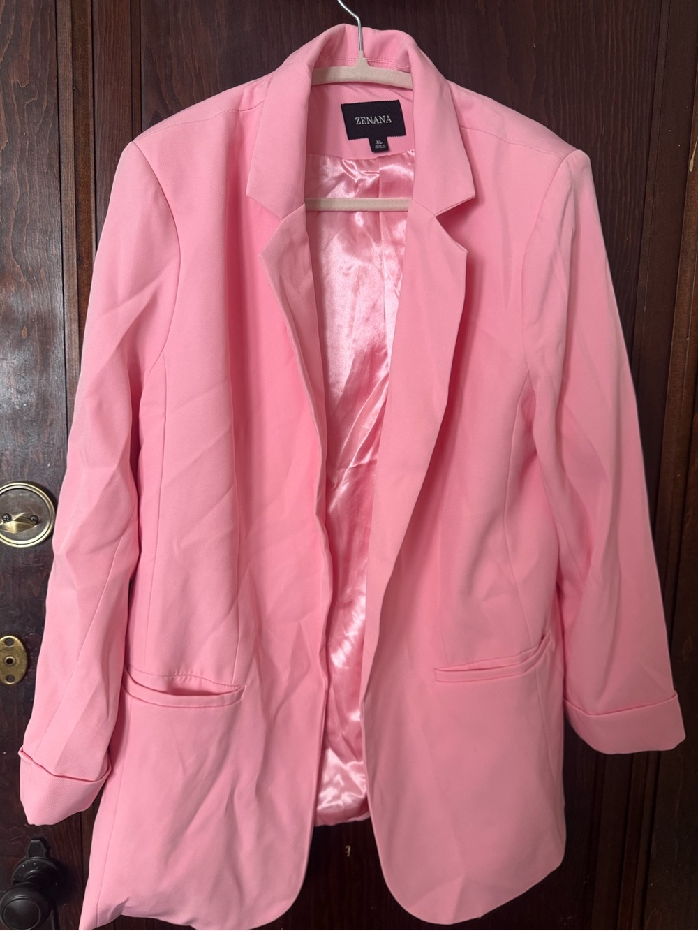Zrennana Pink Women's Open-Front Blazer Jacket